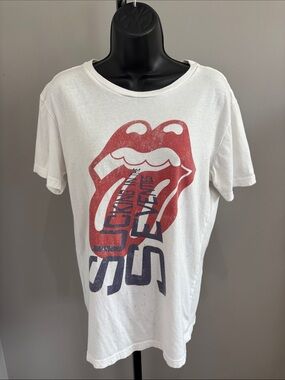 the Rolling Stones White Tee with Red Tongue and Navy Graphic Size M